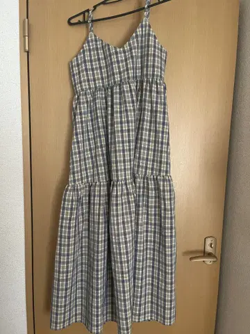 wcloset 슬리브리스 롱 원피스 체크 무늬