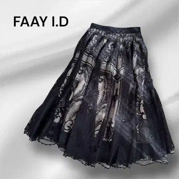 FAAY I.D. 서큘러 레이스 스커트 블랙