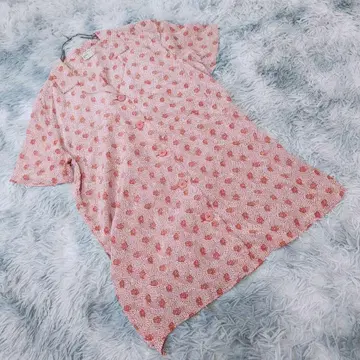 Kriza Poi 크리자포이 꽃무늬 도트 무늬 반팔 블라우스 튜닉 귀여운