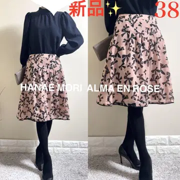 신상품! 알루만 로즈 하나에모리 리본 로고 스커트 38 핑크 ML