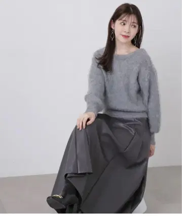 인조 가죽 플레어 스커트