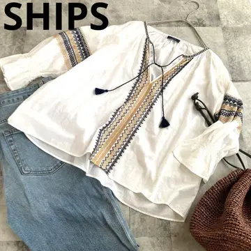 SHIPS 쉽스 자수 크로스 자수 풀오버 블라우스