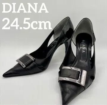 DIANA 블랙 가죽 에나멜 스틸레토 펌프스 블랙