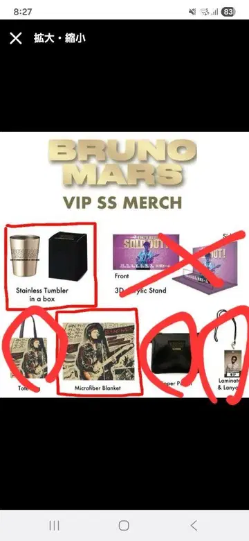 브루노 마스 VIP Merchandise