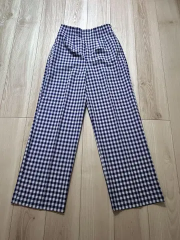 깅엄 체크 와이드 팬츠