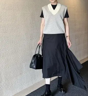 플랜 C 비대칭 미디 스커트