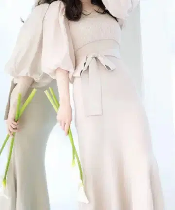 MERCURYDUO 이소재 볼레로 도킹 니트 원피스 핑크