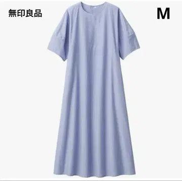 새상품급 무인양품 냉감 브로드 풀오버 반팔 원피스 블루 M