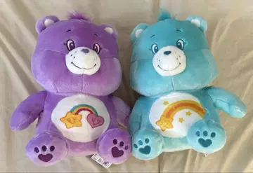 케어 베어 앉은 자세 BIG 봉제 인형 퍼플 라이트 블루 화이트 3종