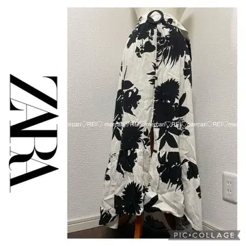 ZARA 자라 플라워 린넨 롱 스커트 꽃무늬 바이컬러