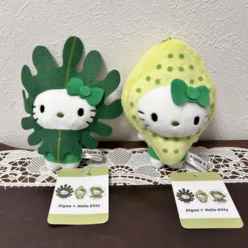 산리오 모 그린 키티 봉제 인형 스트라이프 키링 마스코트