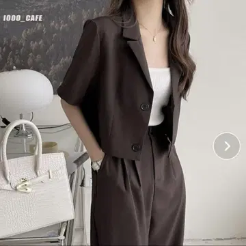 Emi+ 반팔 숏 썸머 자켓 + 턱이 있는 와이드 팬츠 M