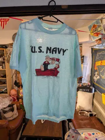 U.S. NAVY 티셔츠 L 사이즈 라이트 블루 뽀빠이 빈티지