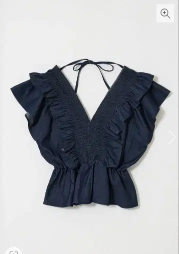 SHIRRING RUFFLE PEPLUM 상의 BLUE moussy