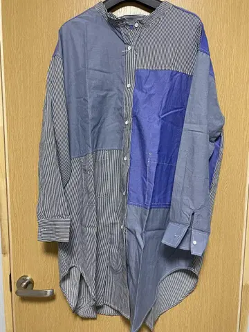 GENTIL 패치워크 셔츠 블루 계열 스트라이프 쟈니