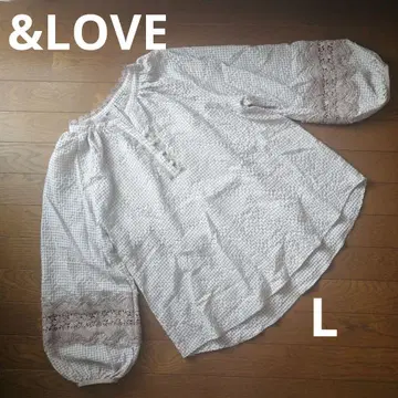 &LOVE  성숙한 페미닌함이 넘치는 레이스 사용 깅엄 블라우스