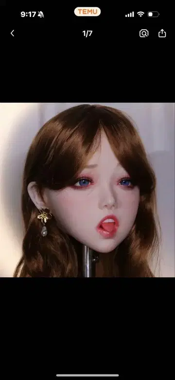 리얼 인형 헤드 금갈색 머리 메이크업 완료 M16 연결 등신대 코스프레용