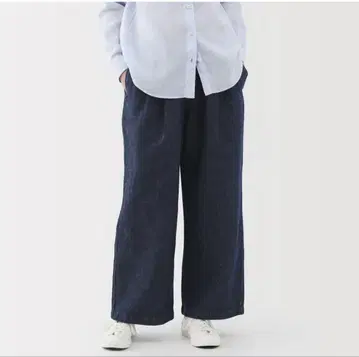 MUJI 코튼 린넨 데님 이지 와이드 팬츠 이번 시즌
