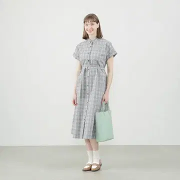 매킨토시 철학 체크 무늬 반팔 셔츠 원피스 36