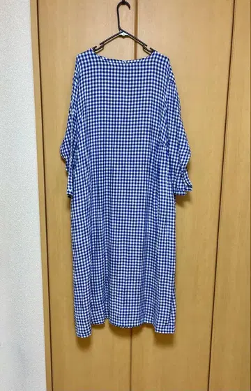 YARRAR 린넨 롱 원피스 깅엄 체크