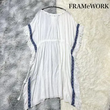 FRAMe WORK 자수 프린지 돌먼 판초 원피스