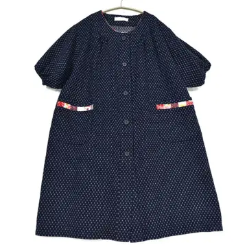 쿠루메 하나유메 튜닉 요리복 원피스 가스리 일본풍 패턴 면100%