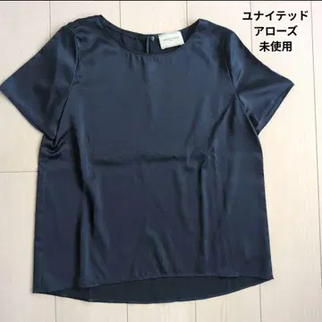 UNITED ARROWS 반팔 셔츠 다크 네이비 실크 미사용