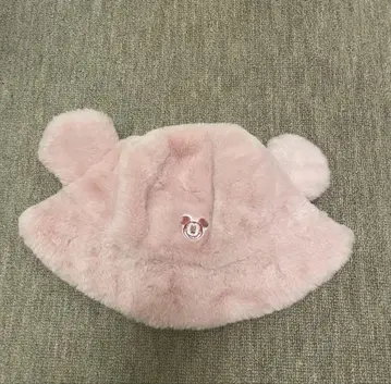 미키 귀도리 퍼 모자 핑크