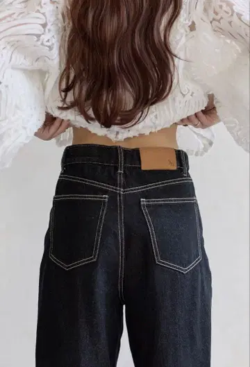 Thevon. Yuna 기획 하이 웨스트 스트레이트 데님 팬츠 블랙 S
