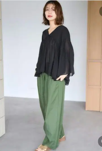 나이스 클립 카키 벌룬 팬츠 L