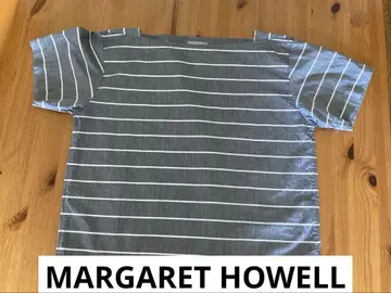 MARGARET HOWELL 반팔 블라우스 그레이 보드 넥