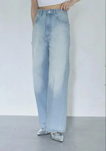 Thevon. Yuna 기획 하이 웨스트 스트레이트 데님 팬츠 블루 S