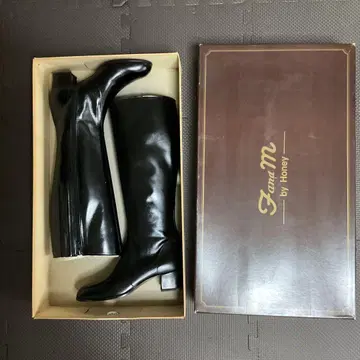 가죽 롱 부츠 24cm 블랙