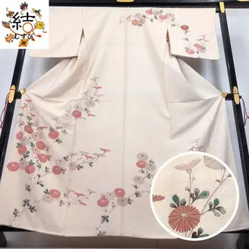 MK-1411 호몬기 국화 가지 꽃 무늬 원단 패턴 세탁 감색