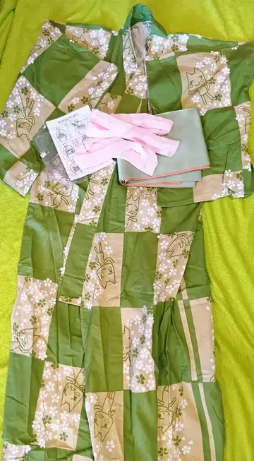 도코로데 이치요 토로 유카타 오비 포함 여성용 연두색