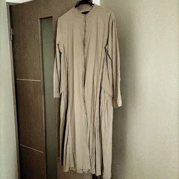 멜란지 베이지 긴팔 롱 원피스