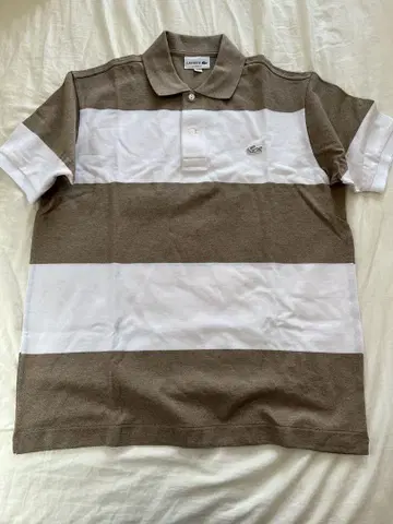 Lacoste 스트라이프 피케 셔츠 브라운/화이트