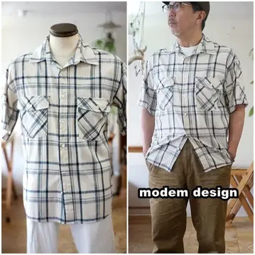modemdesign 모뎀 디자인 반팔 셔츠 체크 무늬 M