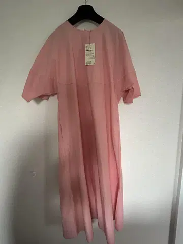무인양품 핑크 오렌지 반팔 셔츠 원피스 L