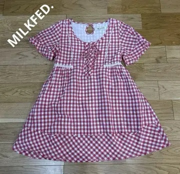 MILKFED. 밀크페드 깅엄 체크 블라우스 웨스턴풍 빨간색
