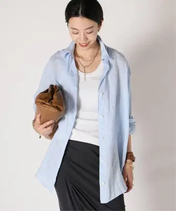 Deuxieme Classe LINEN WASH 셔츠 색스 블루