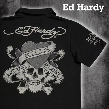 Ed Hardy y2k 우라하라 헤이세이 피케 셔츠 그런지 아카이브 스컬