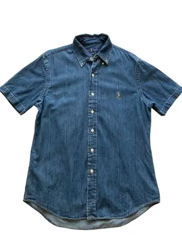 Ralph Lauren 데님 블루 반팔 셔츠
