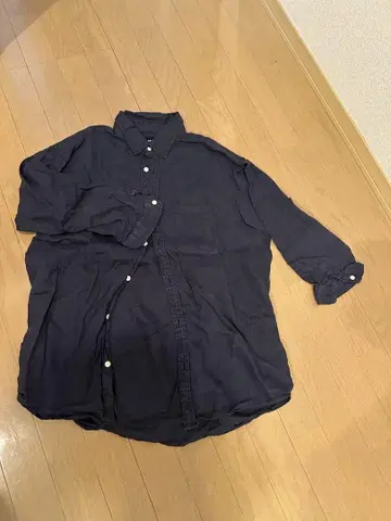 BEAMS 네이비 7부 소매 셔츠 L 사이즈