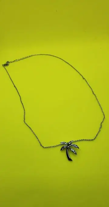 하와이안 주얼리 실버 925 목걸이 야자수 각인 지르코니아