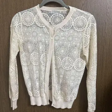 Barneys New York 아이보리 꽃무늬 레이스 가디건
