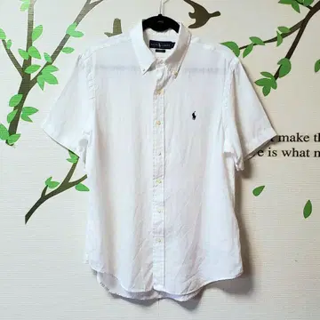 RALPH LAUREN 버튼 다운 반팔 린넨 셔츠