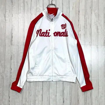 Nationals 베이스볼 자수 패치 트랙 자켓 화이트