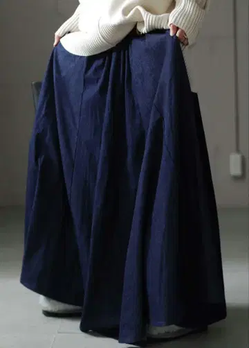 안티카 인디고 롱 스커트 블루