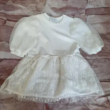 le reve vaniller 퍼프 슬리브 레이스 탑 화이트